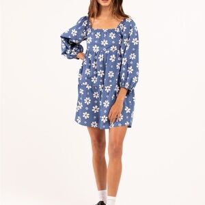 Billabong Love Crush Babydoll Mini Dress Blue